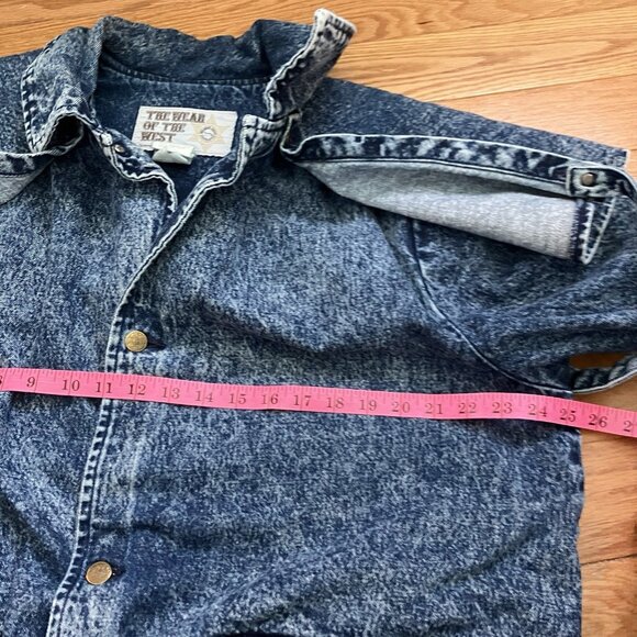 Vintage Wear of the West Duster Coat Denim Acid Wash Medium Made in USA Rodeo - Picture 5 of 16